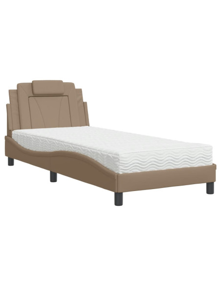 Letto con Materasso Cappuccino 90x190 cm Similpelle