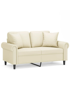 Divano a 2 Posti con Cuscini Crema 120 cm in Similpelle