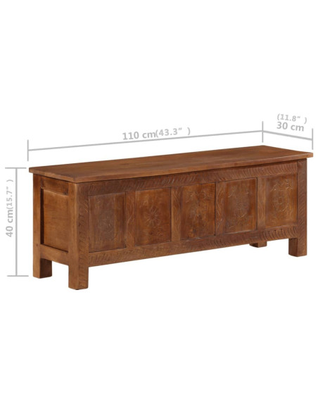 Scatola Portaoggetti 110x30x40 cm in Legno Massello di Mango