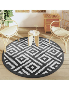 Tappeto da Esterno Bianco e Nero Ø160 cm in PP 2