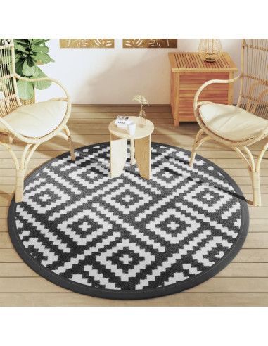 Tappeto da Esterno Bianco e Nero Ø160 cm in PP
