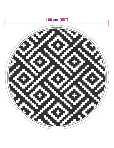 Tappeto da Esterno Bianco e Nero Ø160 cm in PP