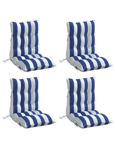 Cuscini Sedia Schienale Basso 4 pz a Righe Blu e Bianche Oxford 2