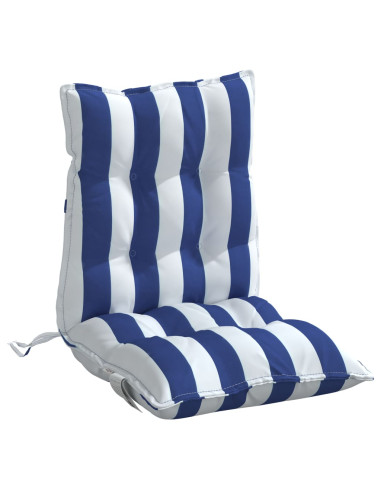 Cuscini Sedia Schienale Basso 4 pz a Righe Blu e Bianche Oxford