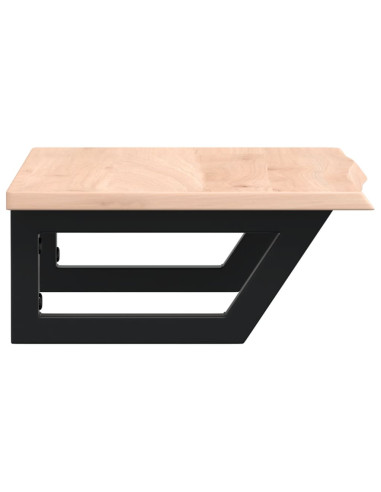 Ripiano a Parete per Lavabo in Acciaio e Massello di Rovere