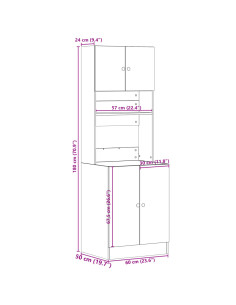 Mobile da Cucina Grigio 60x50x180 cm in Legno Multistrato