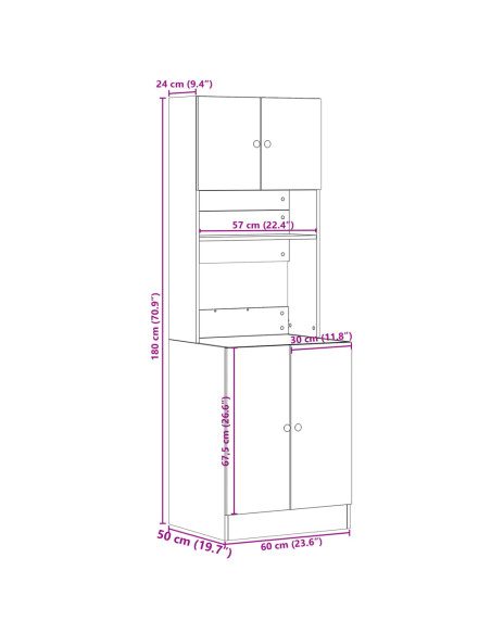 Mobile da Cucina Grigio 60x50x180 cm in Legno Multistrato