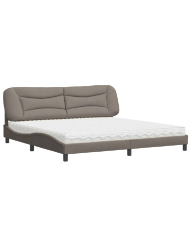 Letto con Materasso Tortora 200x200 cm in Tessuto