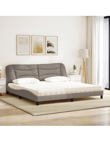 Letto con Materasso Tortora 200x200 cm in Tessuto