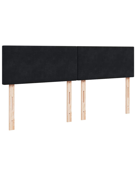 Struttura Letto Pouf con Materasso Nero 160x200 cm in Velluto