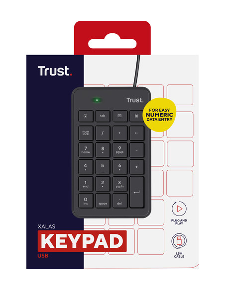 Trust 22221 tastierino numerico Laptop/PC USB Nero