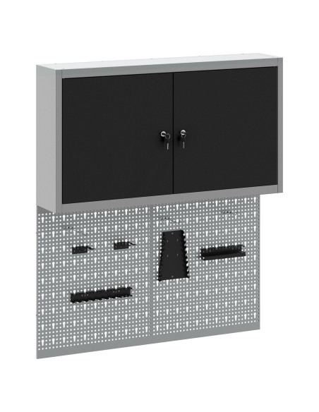 Set di armadi per attrezzi con lo scaffale 3 pcs Nero