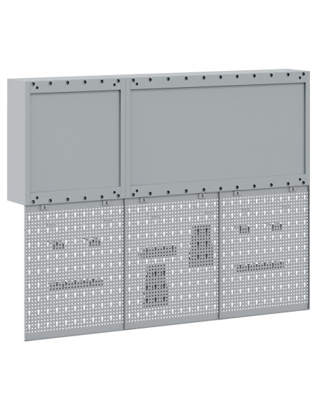 Set da 5 Pezzi di Armadio per Utensili e Pannello Magnetico da Montare a Muro in Metallo Nero