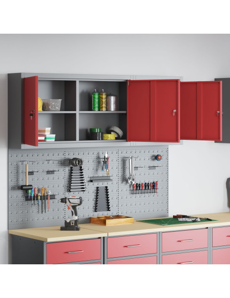 Set di armadi per attrezzi con lo scaffale 5 pcs Rosso