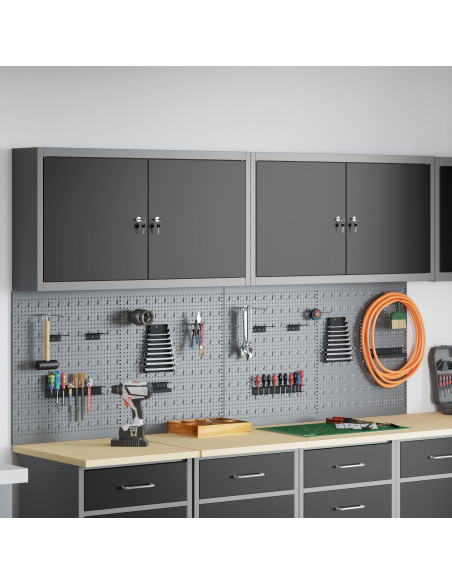 Set di armadi per attrezzi con lo scaffale 6 pcs Nero