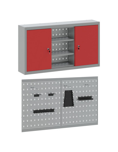 Set di armadi per attrezzi con lo scaffale 3 pcs Rosso