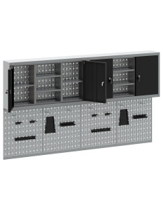 Set di armadi per attrezzi con lo scaffale 4 pcs Nero