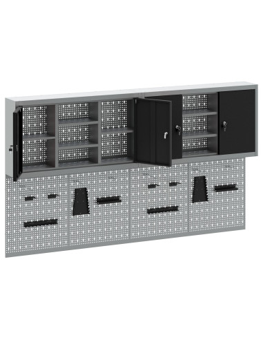 Set di armadi per attrezzi con lo scaffale 4 pcs Nero