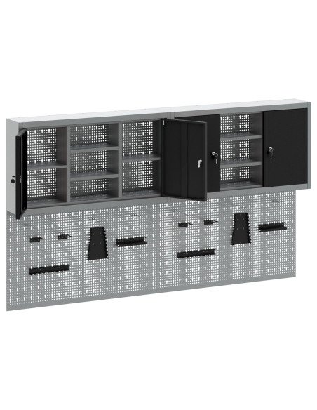 Set di armadi per attrezzi con lo scaffale 4 pcs Nero