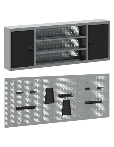 Set di armadi per attrezzi con lo scaffale 6 pcs Nero