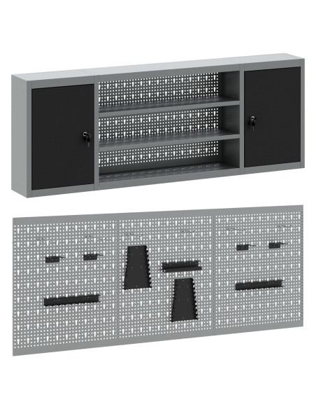 Set di armadi per attrezzi con lo scaffale 6 pcs Nero