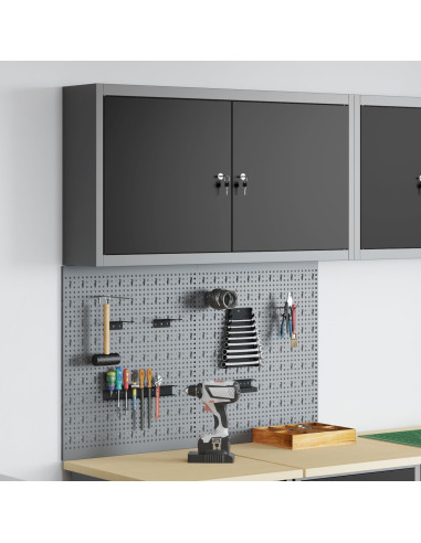 Set di armadi per attrezzi con lo scaffale 3 pcs Nero