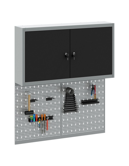 Set di armadi per attrezzi con lo scaffale 3 pcs Nero