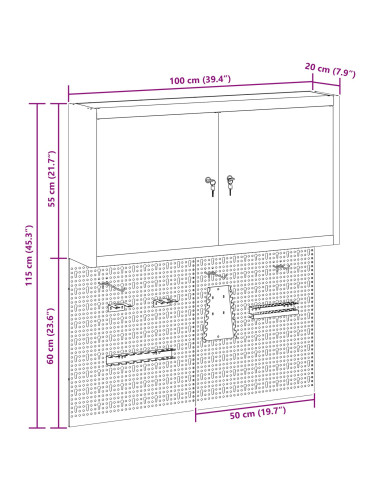 Set di armadi per attrezzi con lo scaffale 3 pcs Rosso