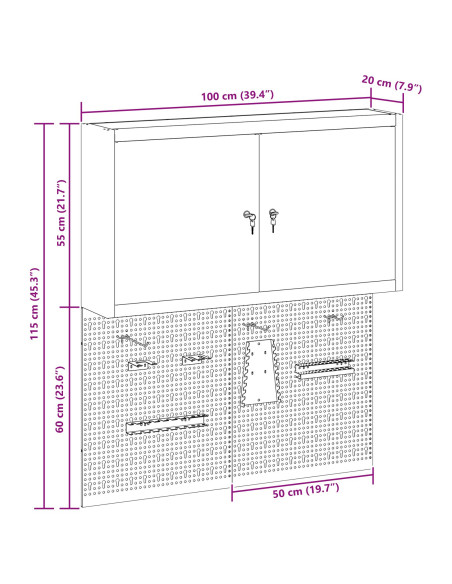 Set di armadi per attrezzi con lo scaffale 3 pcs Rosso
