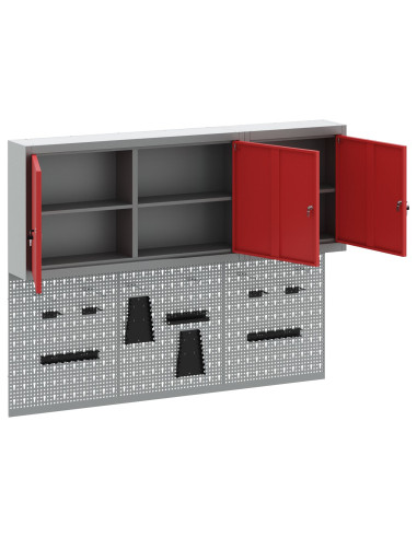 Set di armadi per attrezzi con lo scaffale 5 pcs Rosso