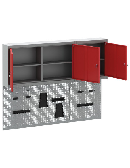 Set di armadi per attrezzi con lo scaffale 5 pcs Rosso