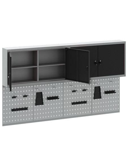 Set di armadi per attrezzi con lo scaffale 6 pcs Nero