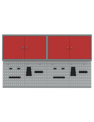 Set di armadi per attrezzi con lo scaffale 6 pcs Rosso