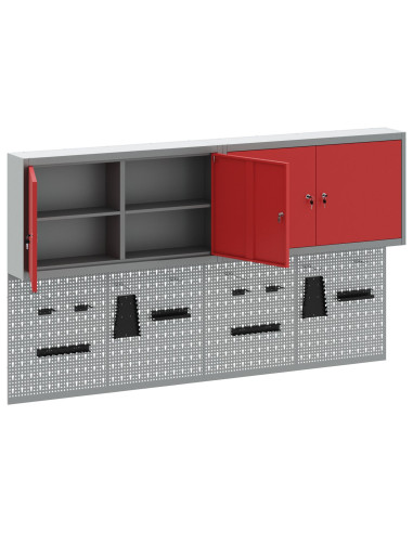 Set di armadi per attrezzi con lo scaffale 6 pcs Rosso