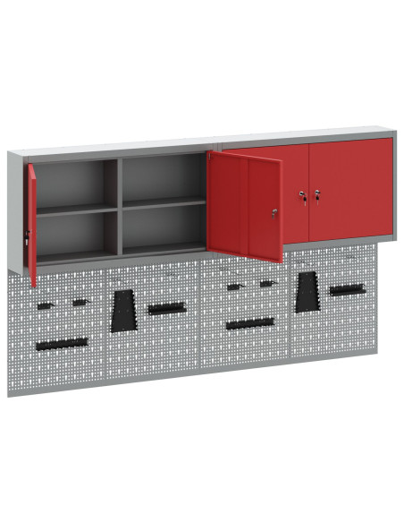 Set di armadi per attrezzi con lo scaffale 6 pcs Rosso