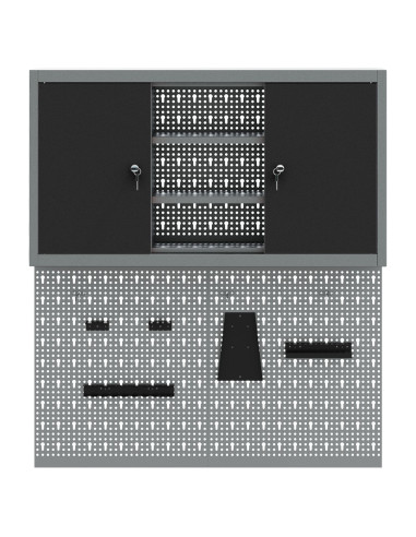 Set di armadi per attrezzi con lo scaffale 3 pcs Nero