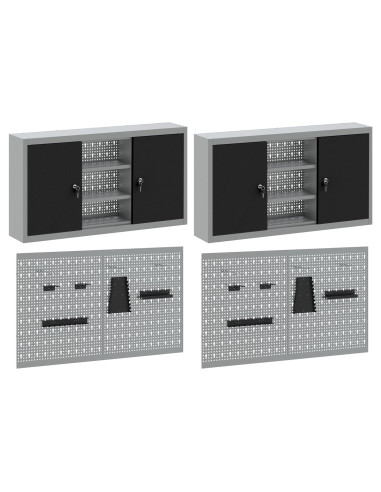 Set di armadi per attrezzi con lo scaffale 4 pcs Nero