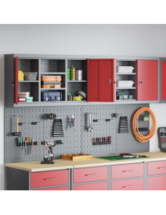 Set di armadi per attrezzi con lo scaffale 4 pcs Rosso 2