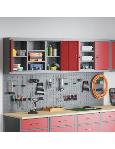 Set di armadi per attrezzi con lo scaffale 4 pcs Rosso