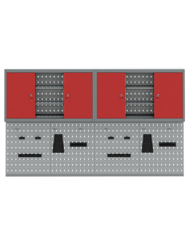 Set di armadi per attrezzi con lo scaffale 4 pcs Rosso