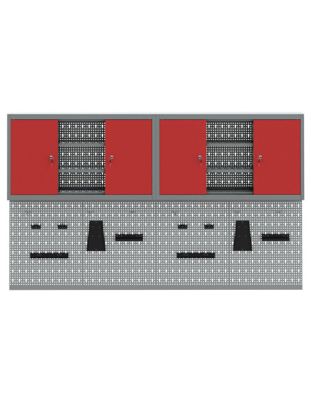 Set di armadi per attrezzi con lo scaffale 4 pcs Rosso