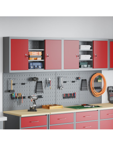 Set di armadi per attrezzi con lo scaffale 4 pcs Rosso