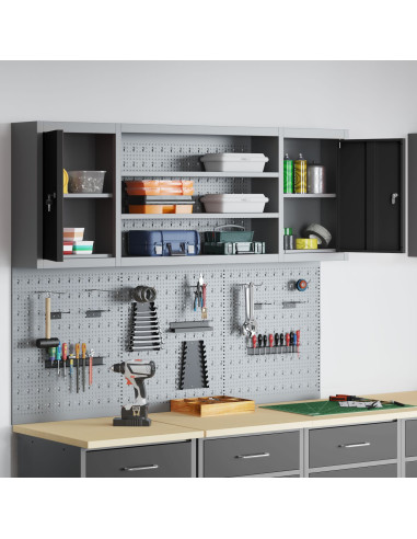 Set di armadi per attrezzi con lo scaffale 6 pcs Nero