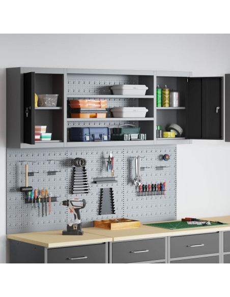 Set di armadi per attrezzi con lo scaffale 6 pcs Nero