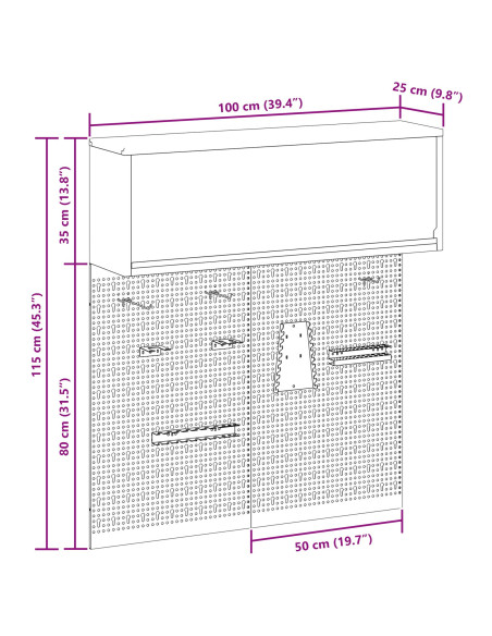 Set di armadi per attrezzi con lo scaffale 3 pcs Nero