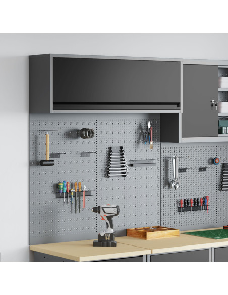 Set di armadi per attrezzi con lo scaffale 3 pcs Nero