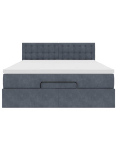 Struttura Letto Pouf con Materasso 140x200 cm in Velluto 2