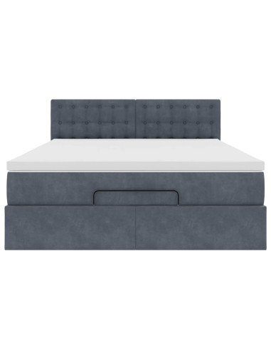 Struttura Letto Pouf con Materasso 140x200 cm in Velluto