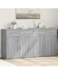 Credenze 2 pz Grigio Sonoma 79x38x80 cm in Legno Multistrato 2