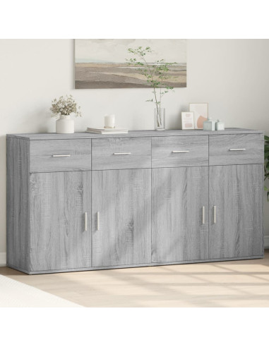 Credenze 2 pz Grigio Sonoma 79x38x80 cm in Legno Multistrato